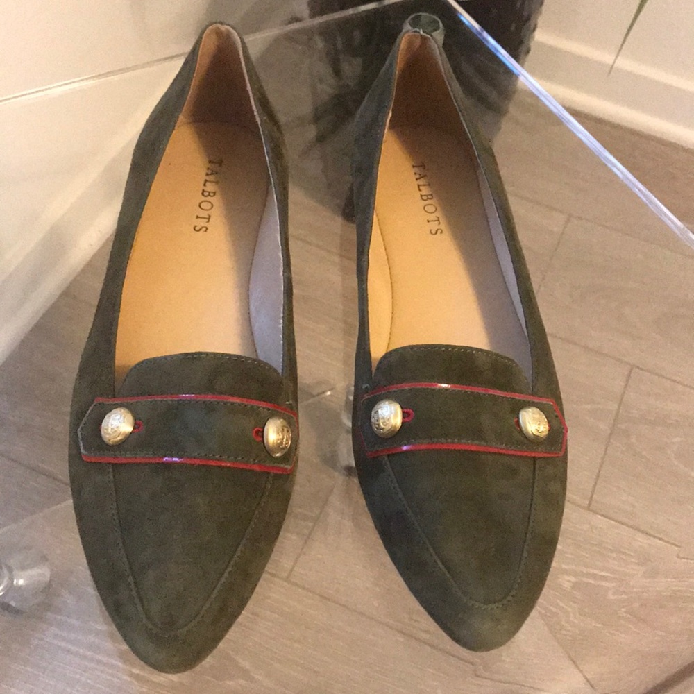 Talbots green suede driving flats 9.5M